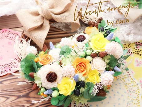 ✤オーダー✤花材いっぱい♡粘土とドライフラワーとのコンビリース完成です
