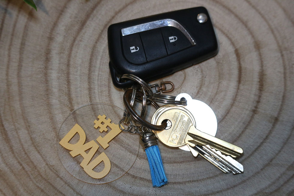 Thumbnail: Acrylic Christmas Keychains – #1 Mom, #1 Dad, Gold Star | Stocking Filler