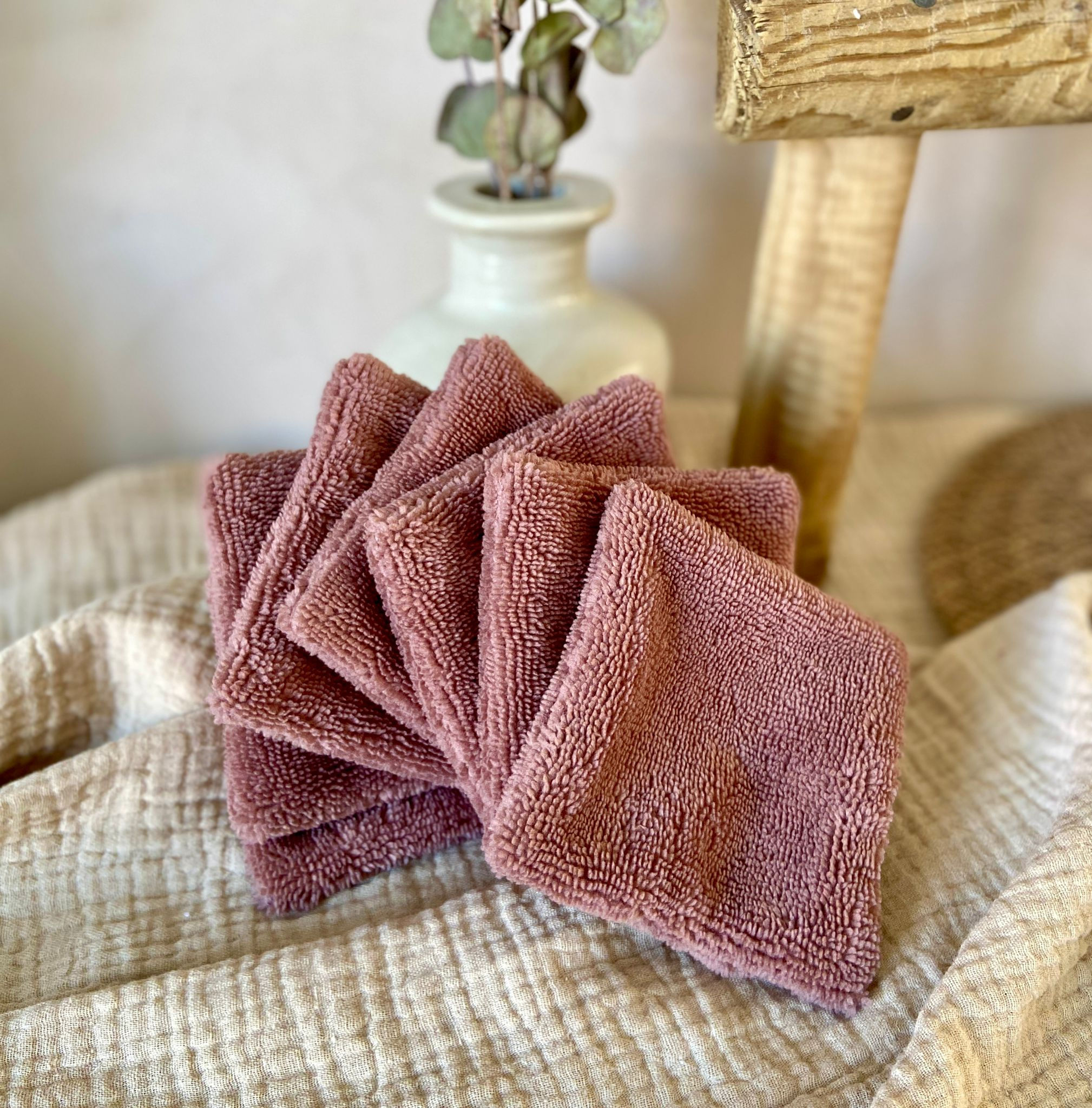 Le Semainier de Lingettes Réutilisables Bambou - Châtaigne