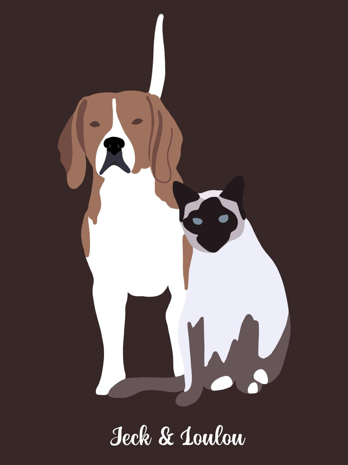 SILHOUETTE CHAT / CHIEN X2