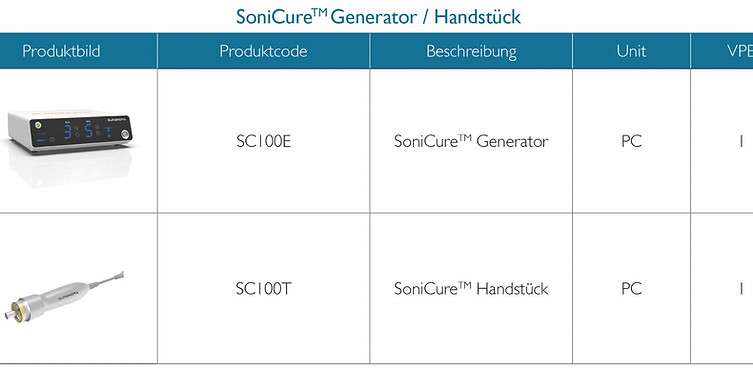 SoniCureâ„¢ generator & handpiece