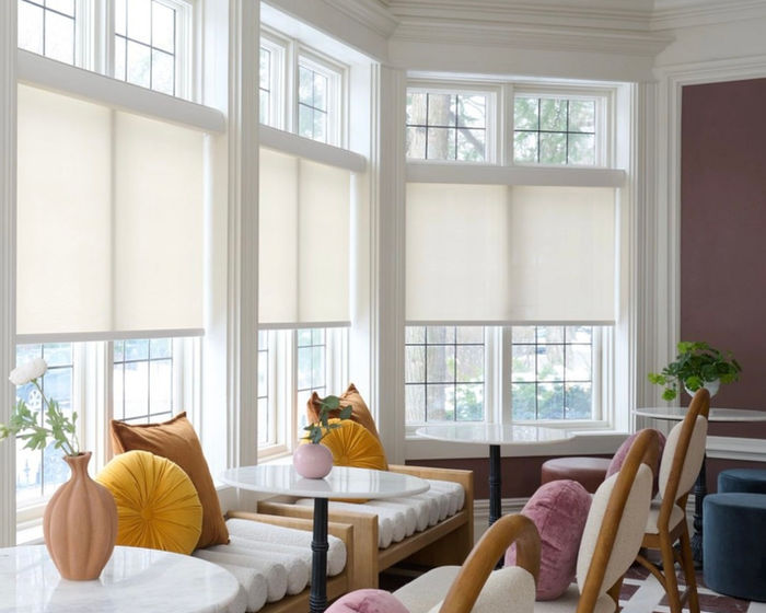 Shades on large sunroom windows