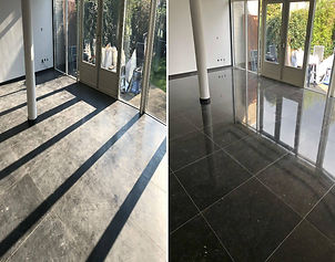 Natuursteen voor en na behandeling