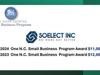 Soelect Receives 2024 One NC Small Business Program Award for $11,000