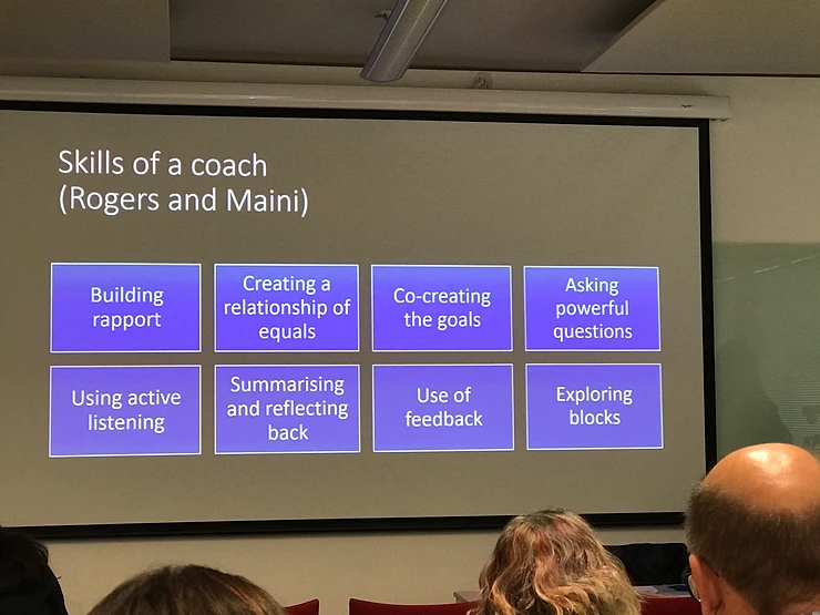 A slide that shows the skills of a coach