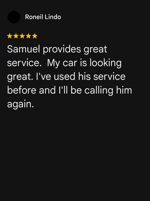 Screenshot of a 5-star customer review praising CR7 Mobile Car Detailing for ceramic coating and professional service in Central Florida