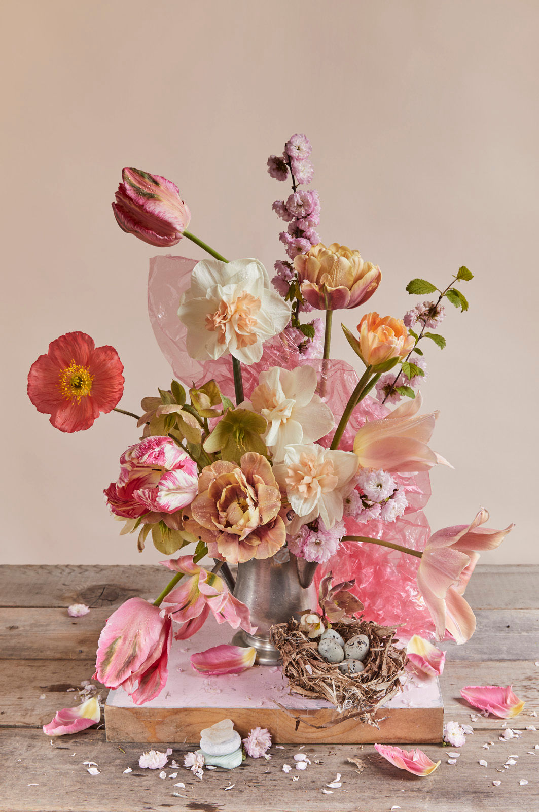 Copper Tulips with Moths and Butterflies - Kristin Sjaadra