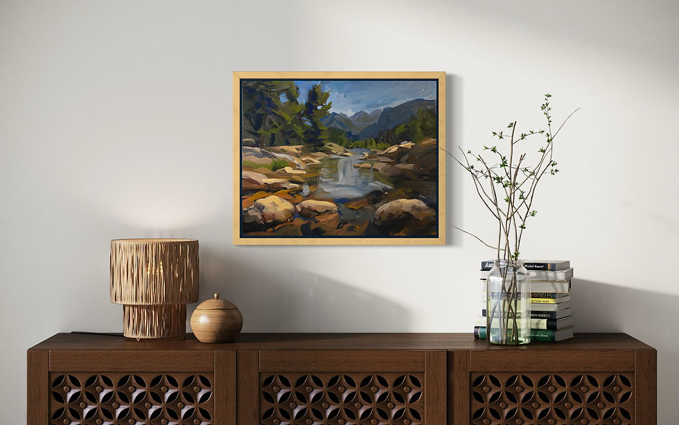 Thumbnail: Light Resting On Stone, Original Painting 16”x20” (Luxury Framing Included)