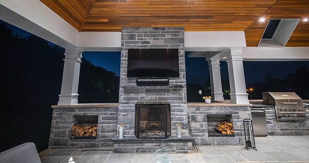 Outdoor kitchen and fireplace