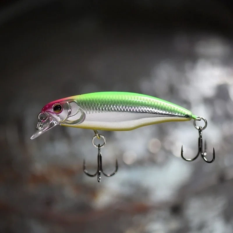 Thumbnail: 52mm sinking minnow jerkbait with green and pink accents