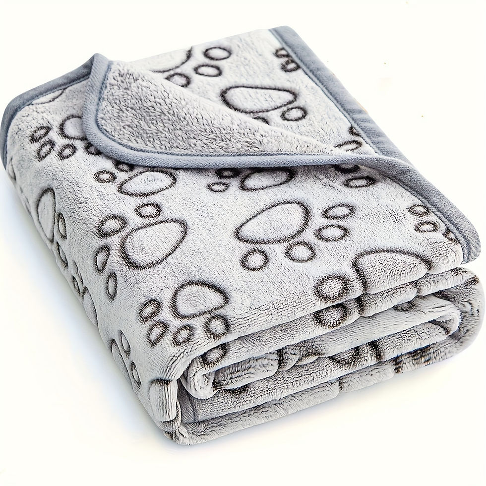Thumbnail: Soft grey pet blanket with cute paw print pattern