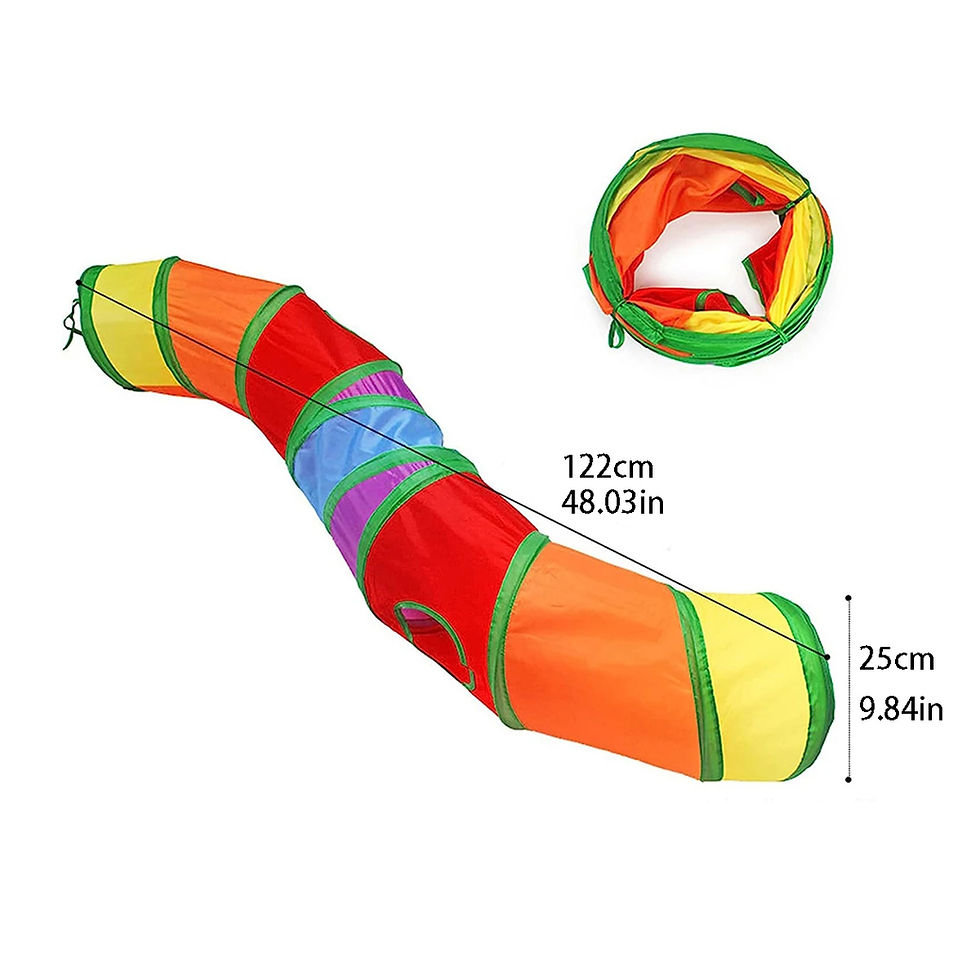 Thumbnail: Collapsible kitty play tunnel measuring 122cm long.