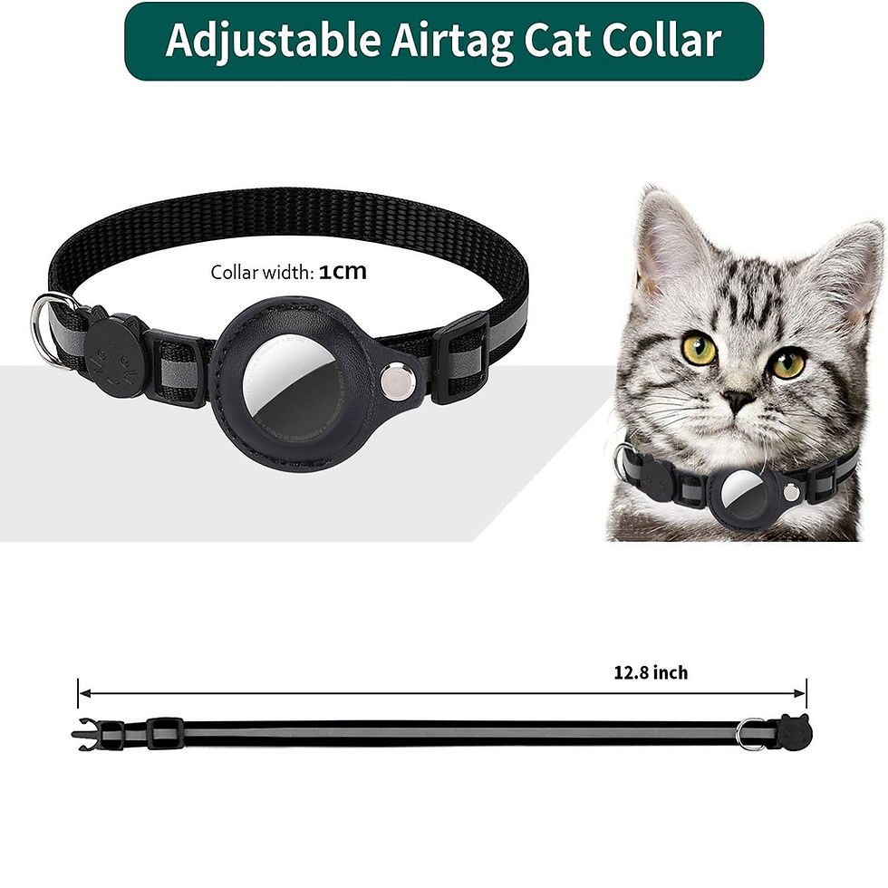 Thumbnail: Adjustable AirTag cat collar with reflective strips.