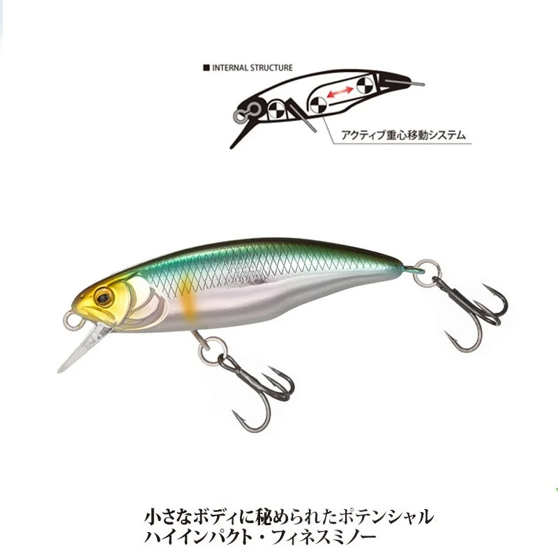 52mm sinking minnow jerkbait with internal weight system diagram