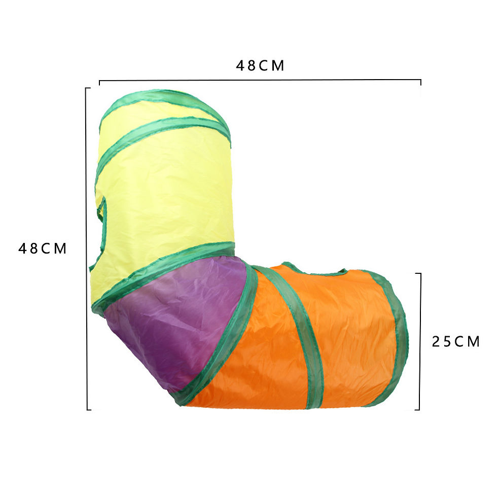 Thumbnail: Foldable L-shaped cat play tunnel with 48cm by 25cm dimensions.