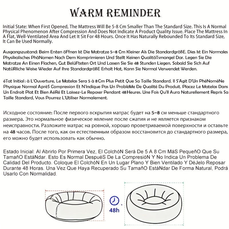 Thumbnail: Warm reminder for cozy oval snuggle pet bed sizing instructions