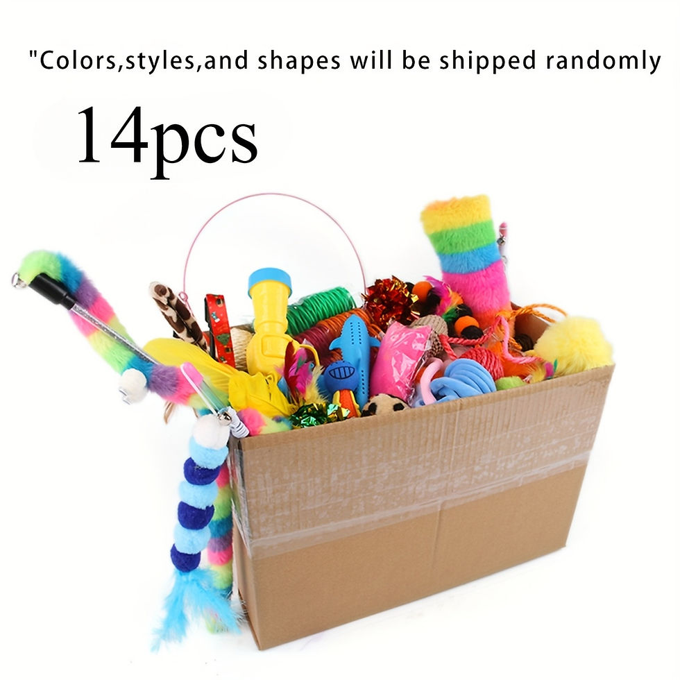 Thumbnail: 14pcs cat toys mixed pack in a brown box