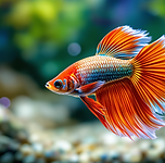 Colorful Siamese fighting fish swimming in aquarium