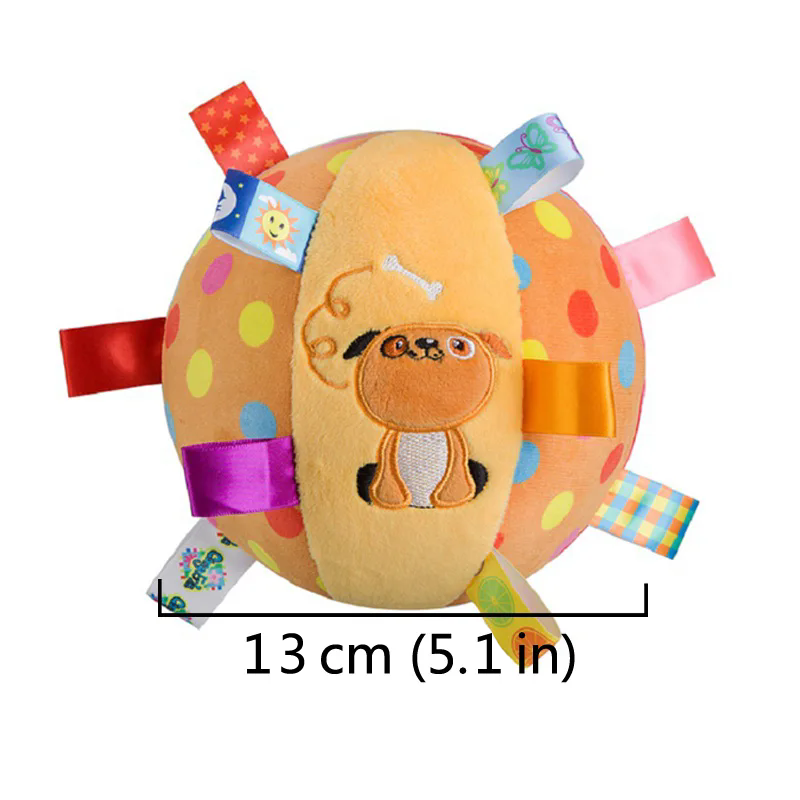 Thumbnail: Interactive Sensory Dog Toy Ball with Ribbon Tabs & Bell (13cm)