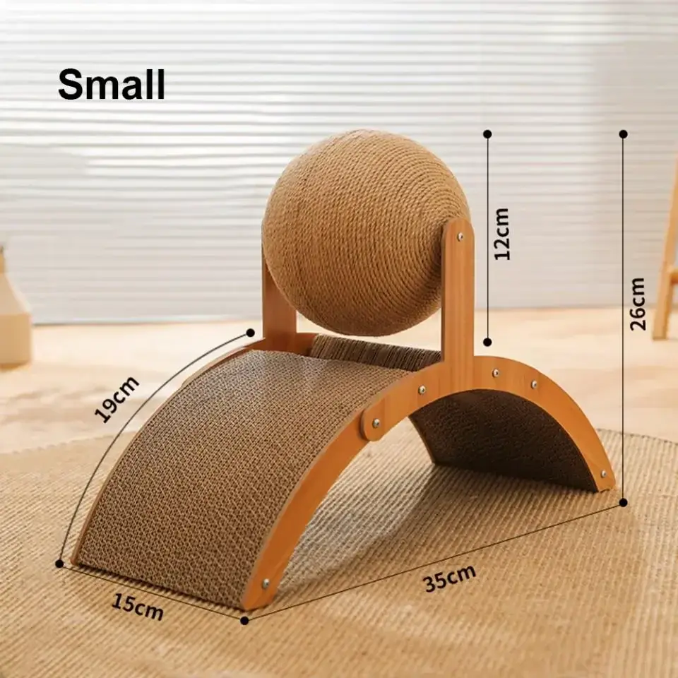 Thumbnail: Small 2 in 1 cat scratching ball and wooden arch