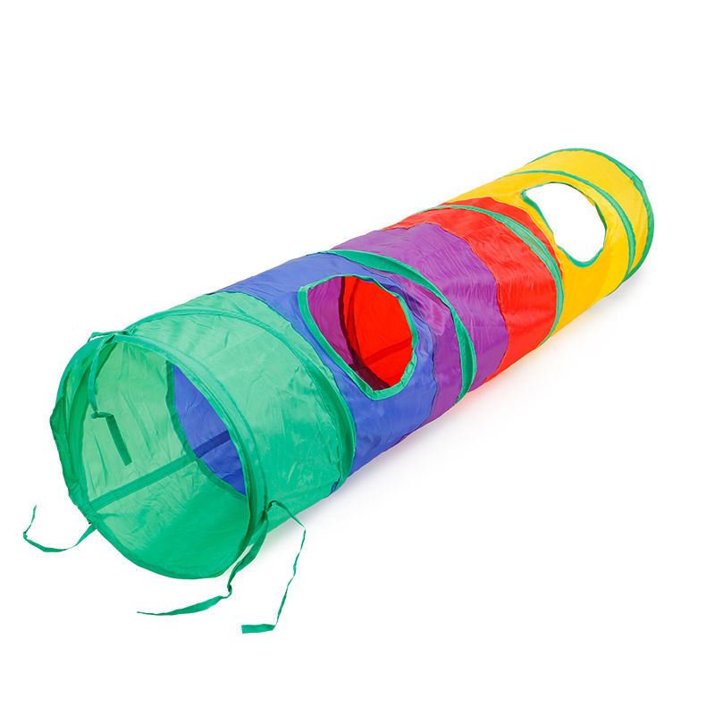 Thumbnail: Foldable colorful pet play tunnel with peep holes.