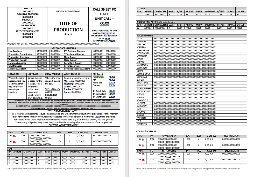 Call Sheets 101 (Scripted TV)