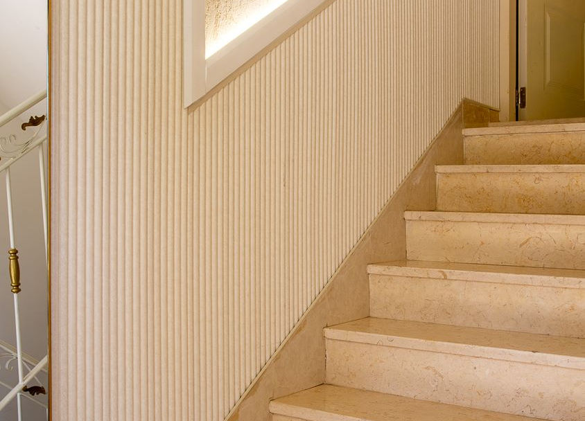 Living area planning and interior design. Steps area