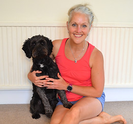 Alison Fiddler Yoga teacher in Warrington with Cockapoo