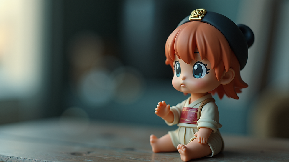 Close-up view of a branded anime collectible figure with detailed paintwork