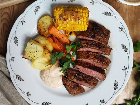 Koreansk ryggbiff med red curry, majs samt srirachamajonnäs