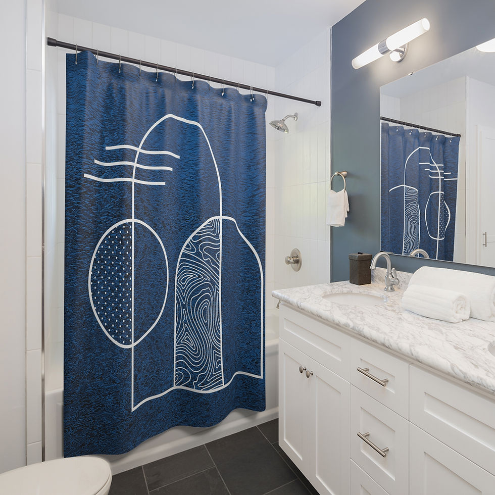 Thumbnail: blue shower curtain side view