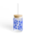 blue bubble print sipper glass front view