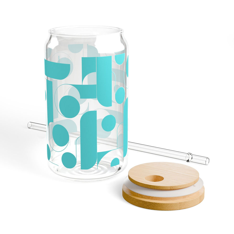 Thumbnail: turquoise print sipper glass open view