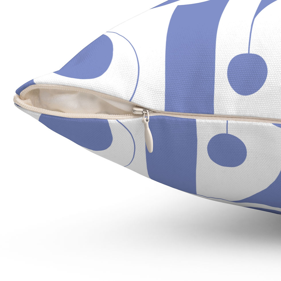 blue print square pillow close-up view