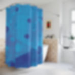 blue shower curtain bath view