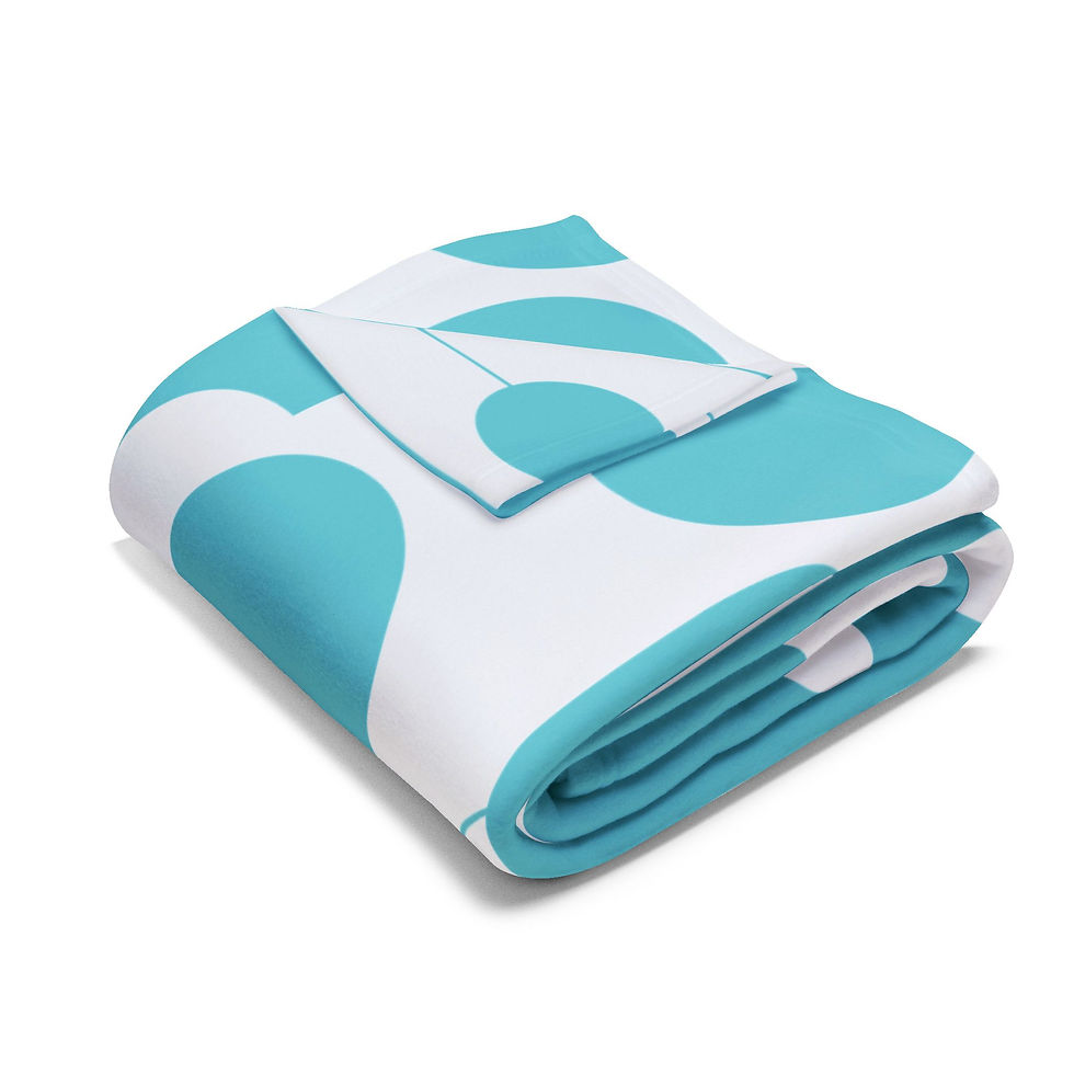 Thumbnail: turquoise print fleece blanket folded view