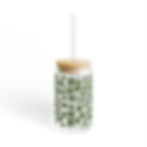 olive sipper glass with lid front view