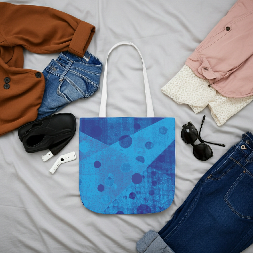 Thumbnail: blue canvas tote bag top view