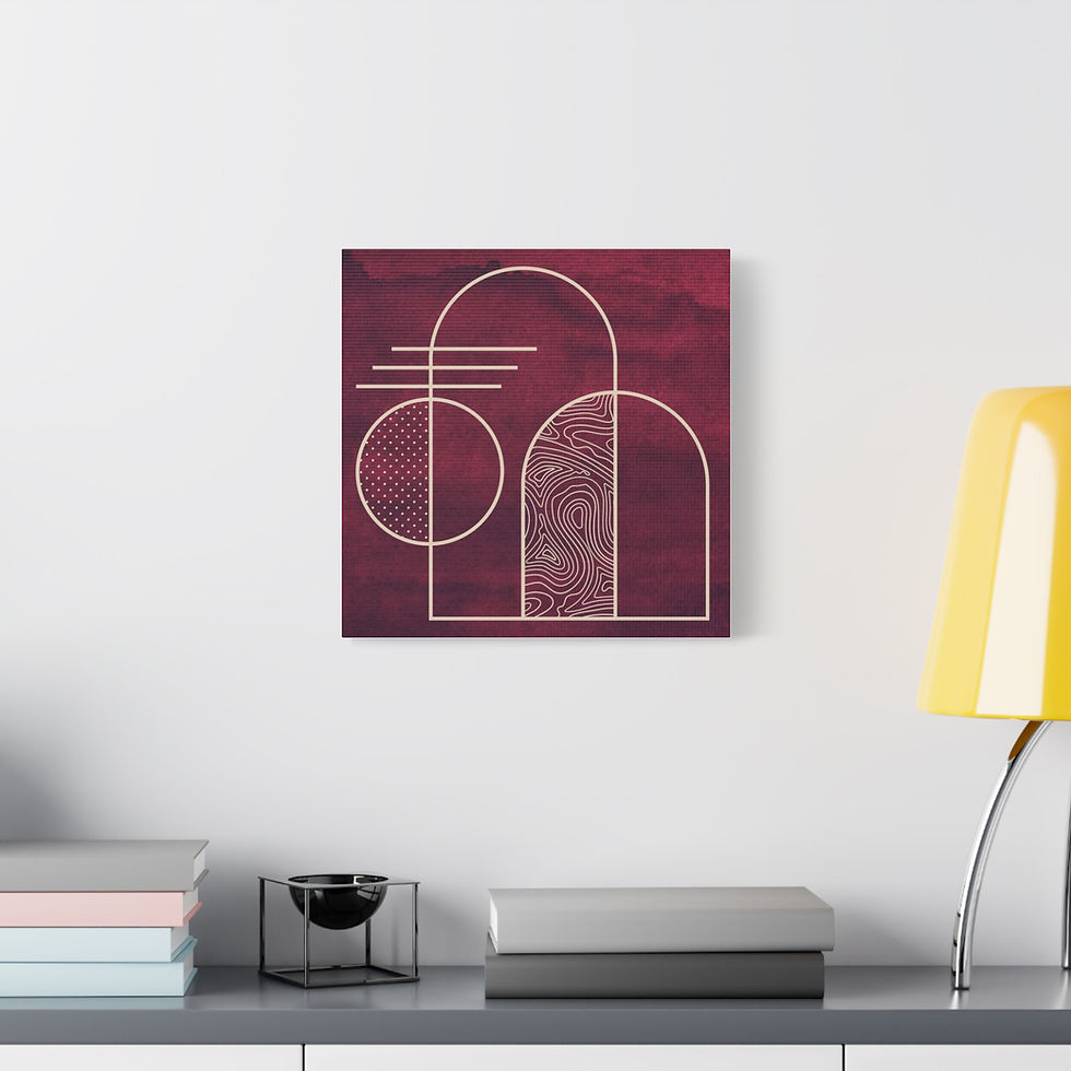 Thumbnail: burgundy textured square matte canvas print room view