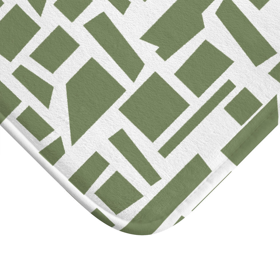 Thumbnail: olive print bath mat corner view