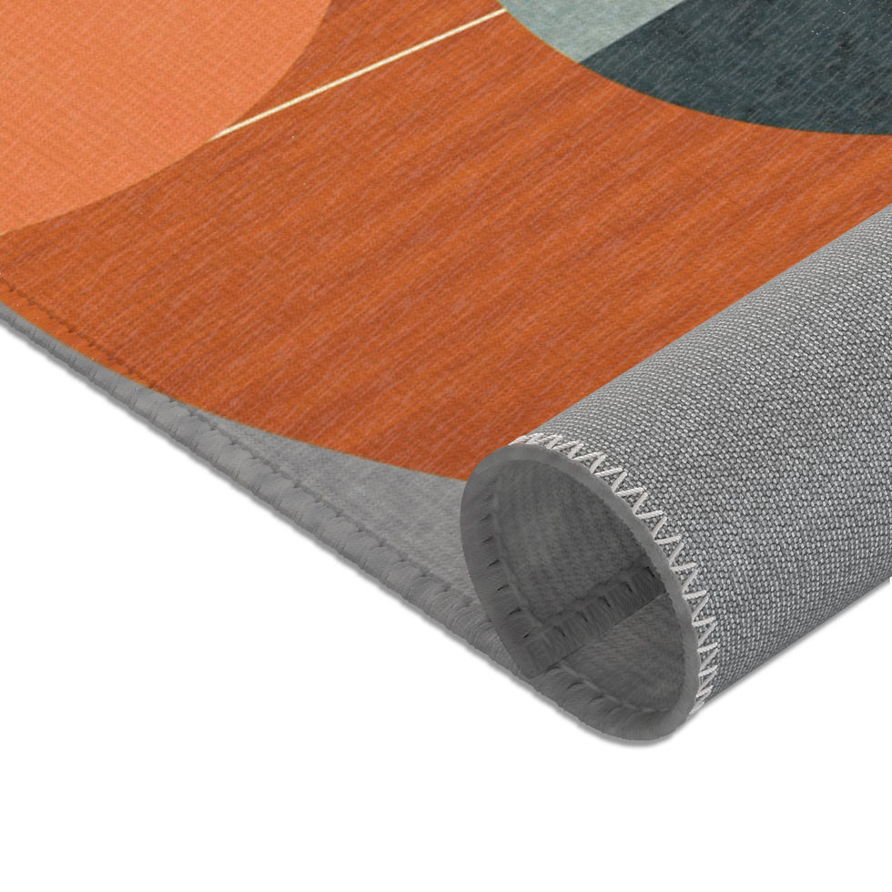 Thumbnail: gray print area rug rolled view