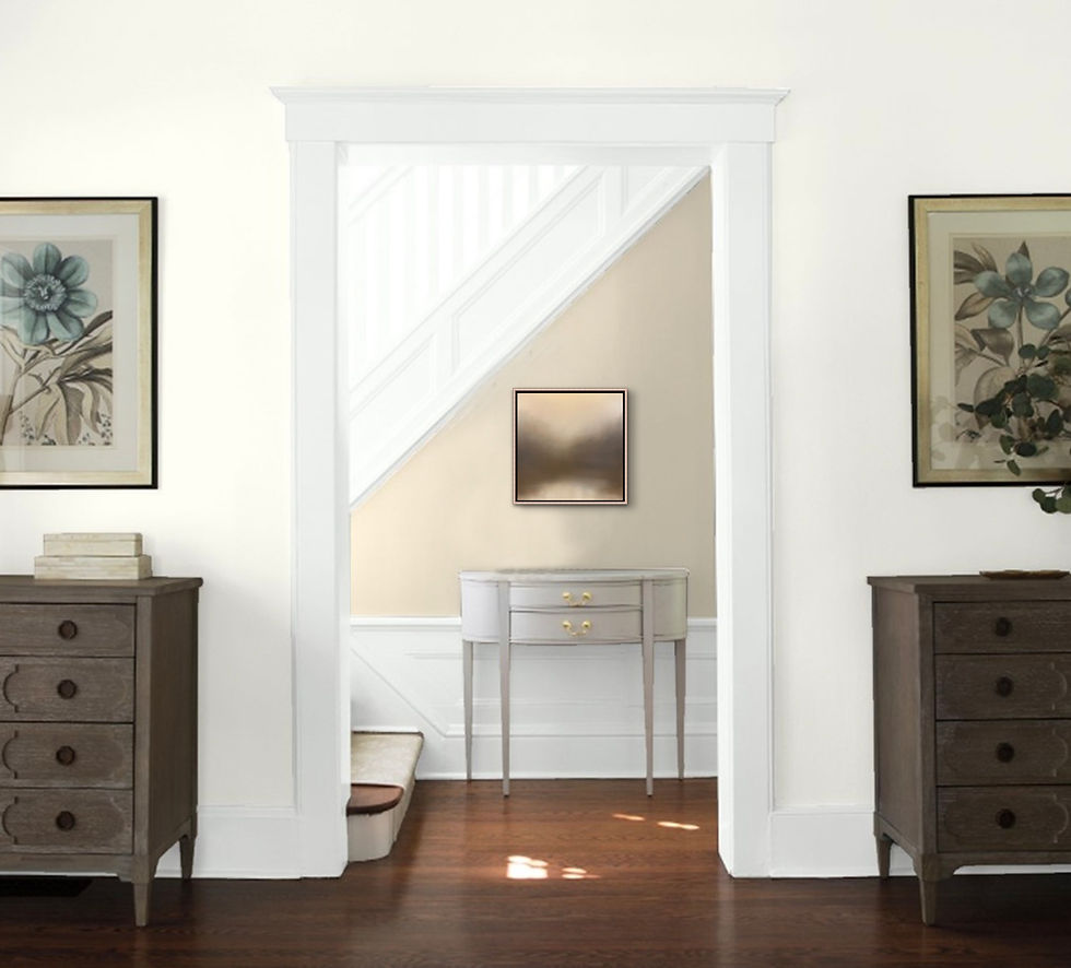 Thumbnail: a visible uncertainty, muslin, 16x16" oil on cradled board framed