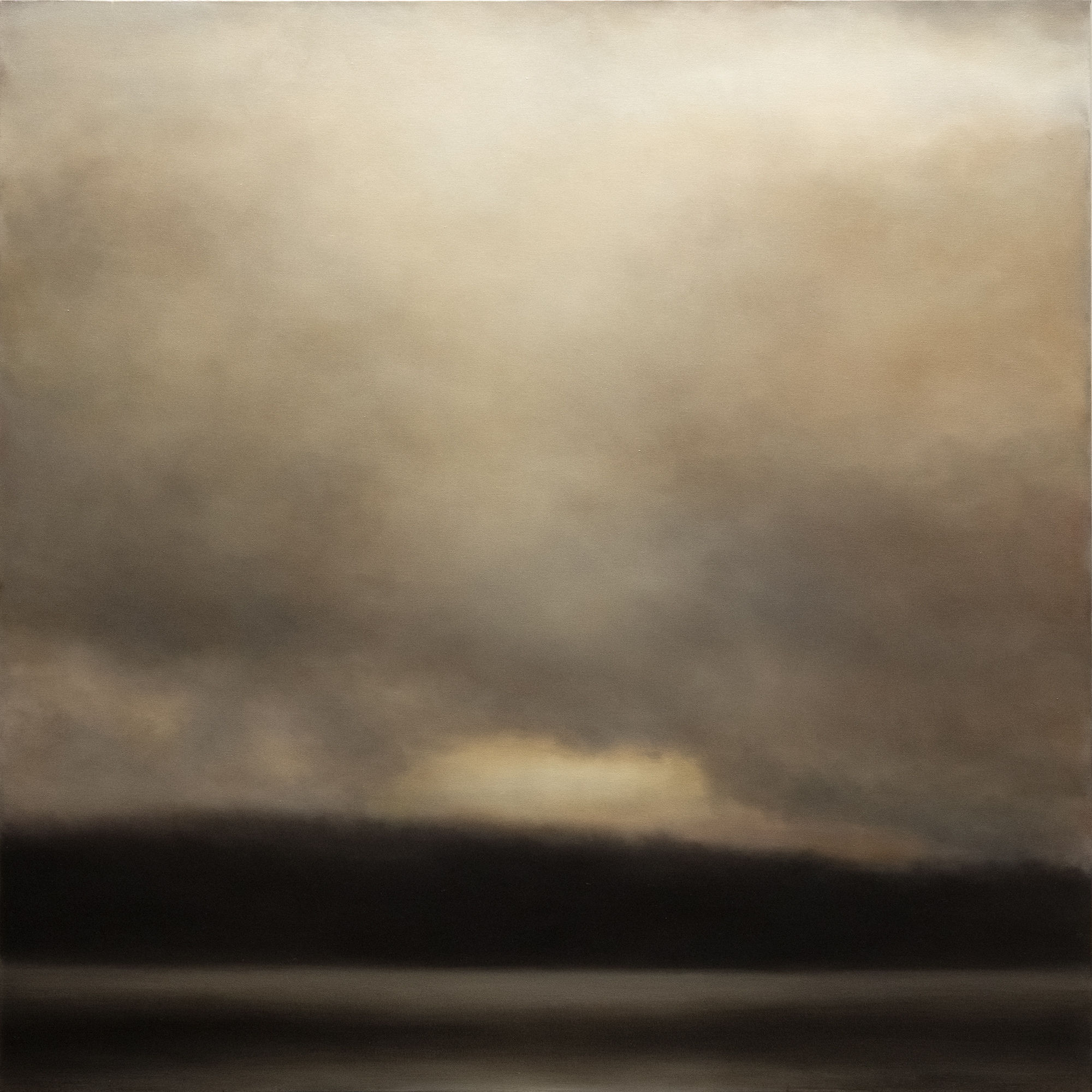 my voice be still, 48x48" oil on canvas, framed in maple floater frame