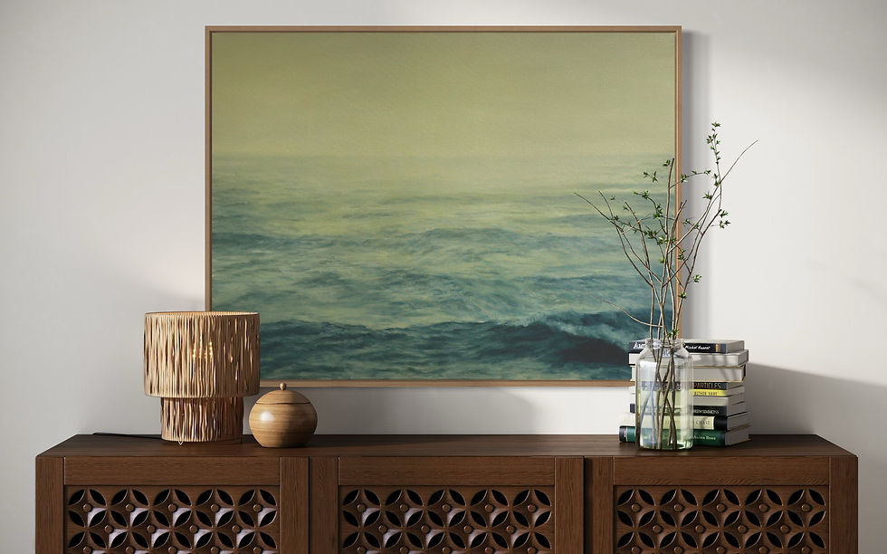 Thumbnail: The ocean's shine, 30x40" oil on canvas, framed