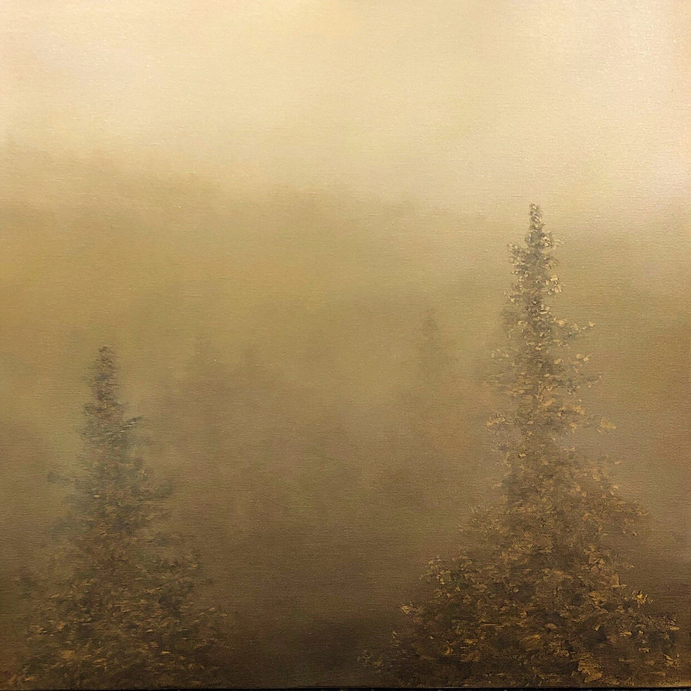 Thumbnail: to shine, 18x18", oil on canvas, framed in maple floater frame