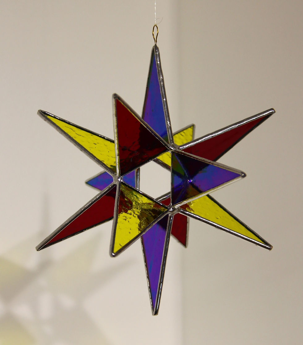 3D Stained glass, Sun catcher (Red, Blue, Yellow colours)