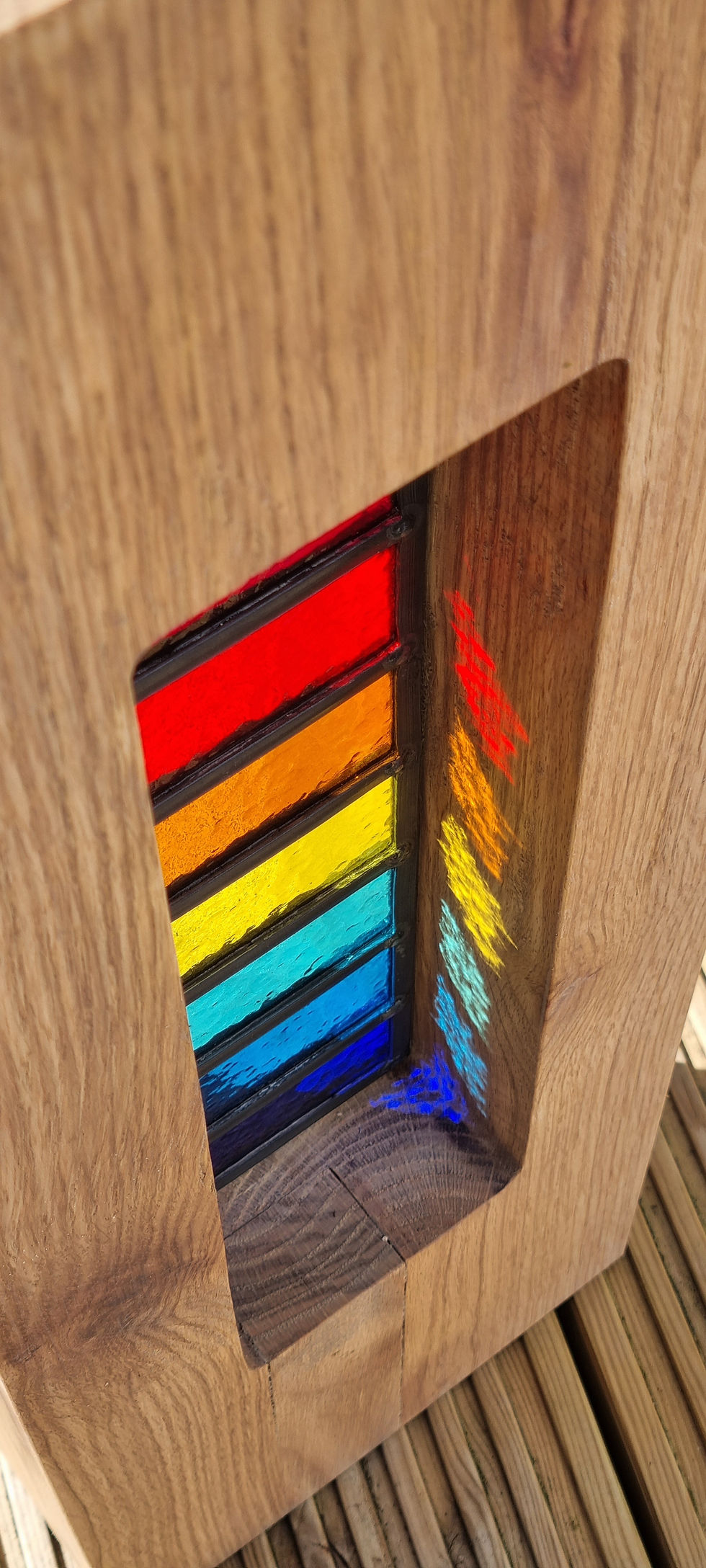 Thumbnail: Solid Oak Rainbow 60cm sculpture