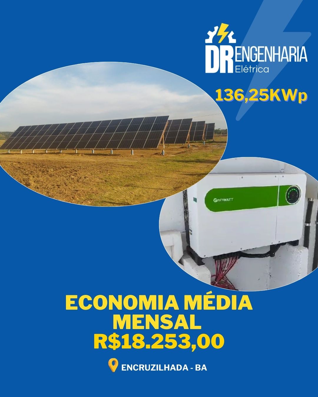 Instalação fotovoltaica com projeto técnico