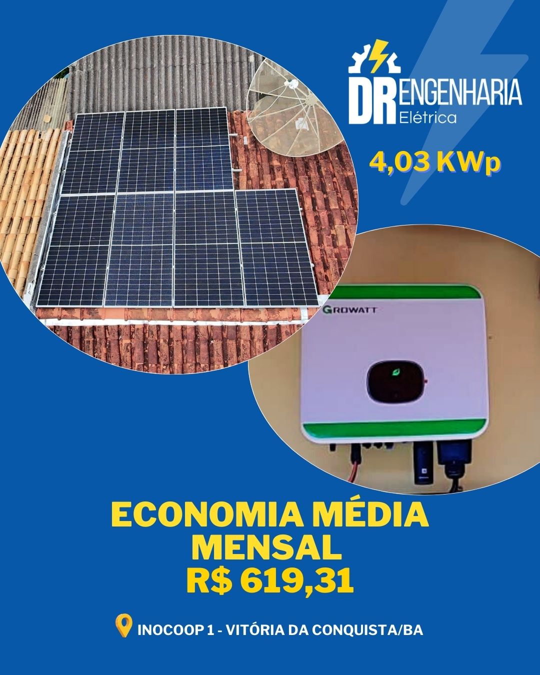 Instalação fotovoltaica com projeto técnico