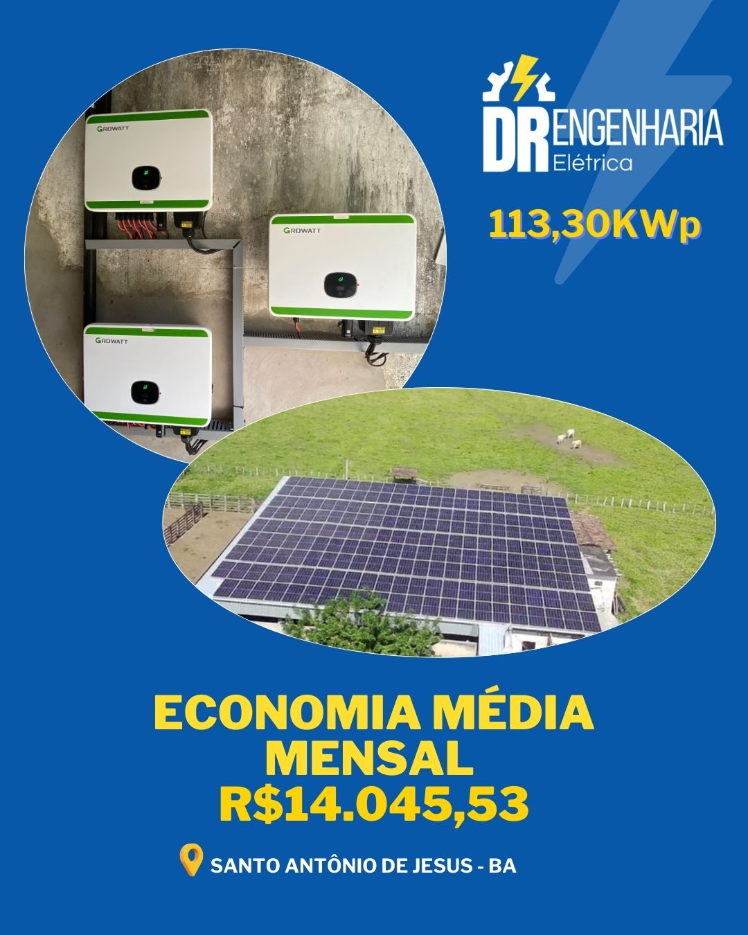 Instalação fotovoltaica com projeto técnico